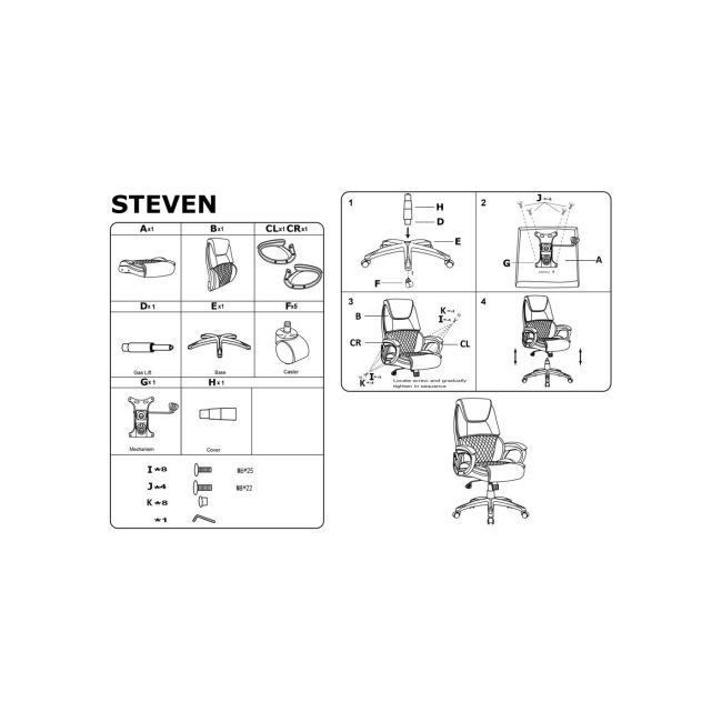 Scaun directorial hm steven, piele ecologica/stofa, mecanism de balansare, negru drm10301