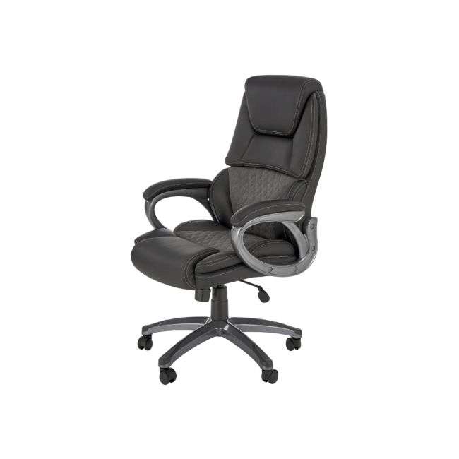 Scaun directorial hm steven, piele ecologica/stofa, mecanism de balansare, negru drm10301