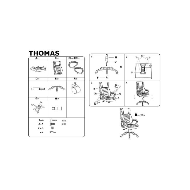 Scaun directorial hm thomas, piele ecologica, mecanism de balansare, cadru polipropilena, 100 kg, negru drm10302