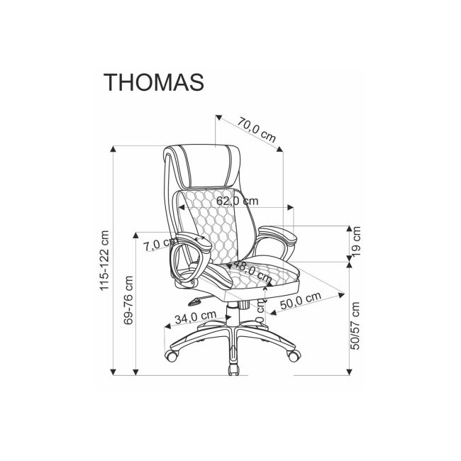 Scaun directorial hm thomas, piele ecologica, mecanism de balansare, cadru polipropilena, 100 kg, negru drm10302