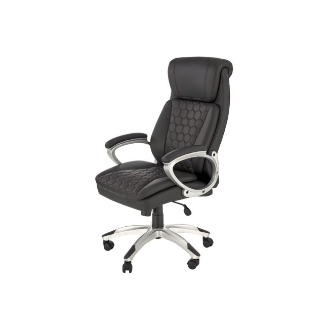 Scaun directorial hm thomas, piele ecologica, mecanism de balansare, cadru polipropilena, 100 kg, negru drm10302
