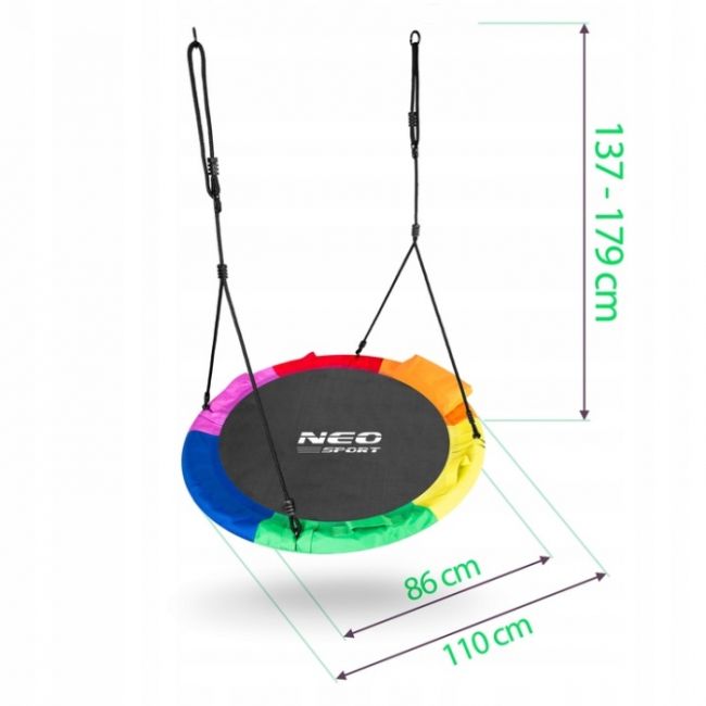 Leagan tip cuib pentru copii xxl, 110 cm, 150 kg, neo-sport 1050, multicolor edeedi1050