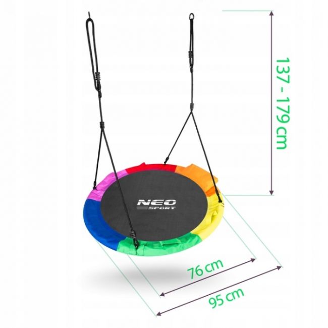 Leagan tip cuib pentru copii xxl, 95 cm, 150 kg, neo-sport 1040, multicolor edeedi1040
