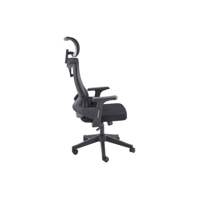Scaun birou egonomic hm polon, mesh, mecanism inclinare, baza polipropilena, suport lombar, tetiera, 100 kg, negru drm10324