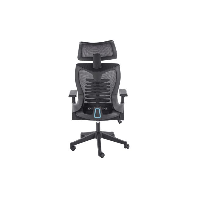 Scaun birou egonomic hm polon, mesh, mecanism inclinare, baza polipropilena, suport lombar, tetiera, 100 kg, negru drm10324