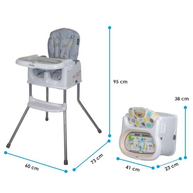 Scaun de luat masa multifunctional coccolle ziti grey stars smb332088364