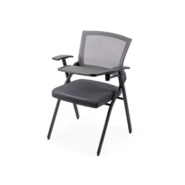 Scaun vizitator hrc 603, cu masuta rabatabila, pliabil, ergonomic, mesh, cadru metalic, 120 kg, negru drm10341