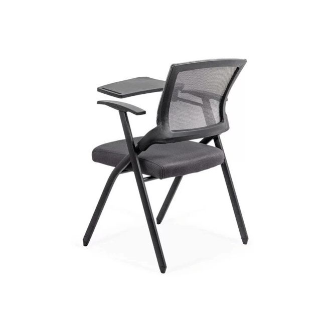 Scaun vizitator hrc 603, cu masuta rabatabila, pliabil, ergonomic, mesh, cadru metalic, 120 kg, negru drm10341