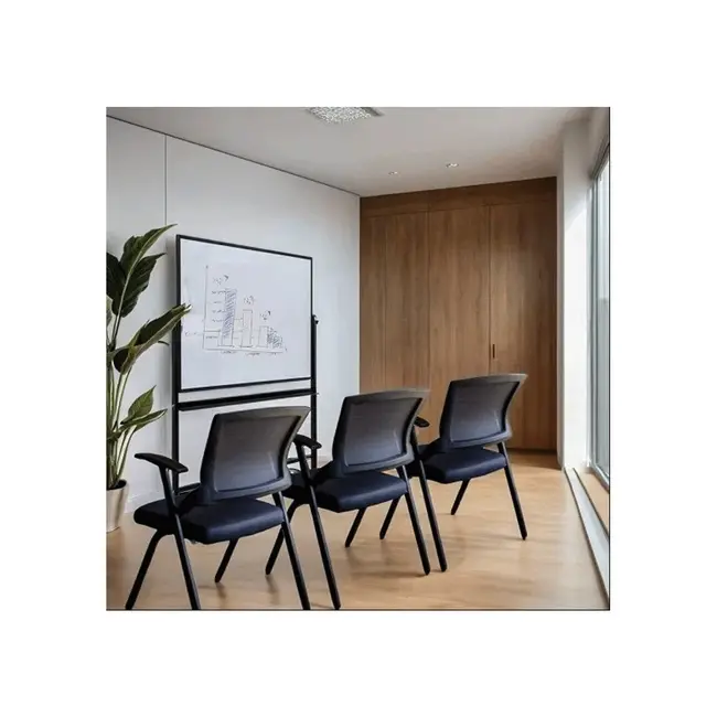 Scaun vizitator hrc 603, cu masuta rabatabila, pliabil, ergonomic, mesh, cadru metalic, 120 kg, negru drm10341