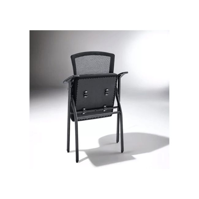 Scaun vizitator hrc 603, cu masuta rabatabila, pliabil, ergonomic, mesh, cadru metalic, 120 kg, negru drm10341