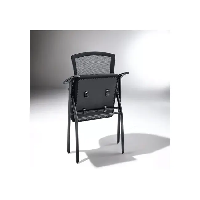 Scaun vizitator hrc 603, cu masuta rabatabila, pliabil, ergonomic, mesh, cadru metalic, 120 kg, negru drm10341