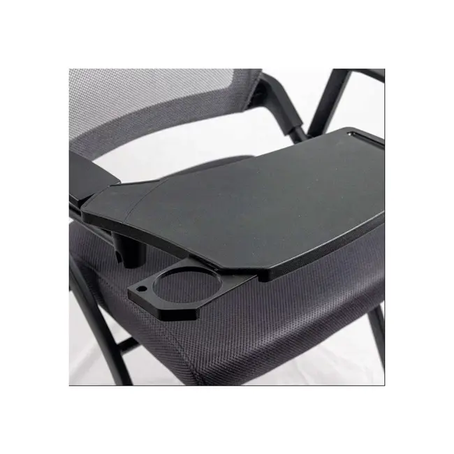 Scaun vizitator hrc 603, cu masuta rabatabila, pliabil, ergonomic, mesh, cadru metalic, 120 kg, negru drm10341