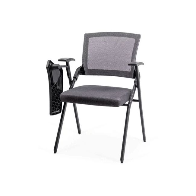 Scaun vizitator hrc 603, cu masuta rabatabila, pliabil, ergonomic, mesh, cadru metalic, 120 kg, negru drm10341
