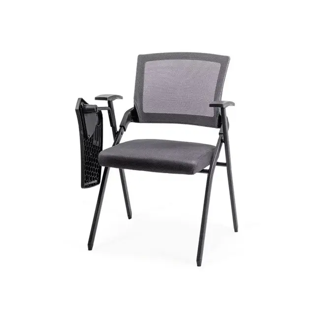 Scaun vizitator hrc 603, cu masuta rabatabila, pliabil, ergonomic, mesh, cadru metalic, 120 kg, negru drm10341