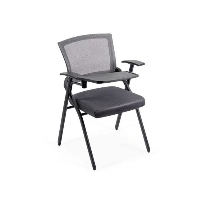 Scaun vizitator hrc 603, cu masuta rabatabila, pliabil, ergonomic, mesh, cadru metalic, 120 kg, negru drm10341