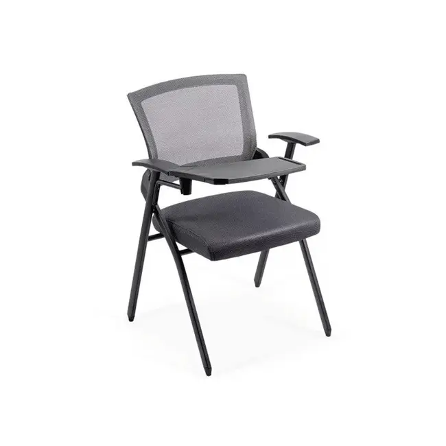Scaun vizitator hrc 603, cu masuta rabatabila, pliabil, ergonomic, mesh, cadru metalic, 120 kg, negru drm10341