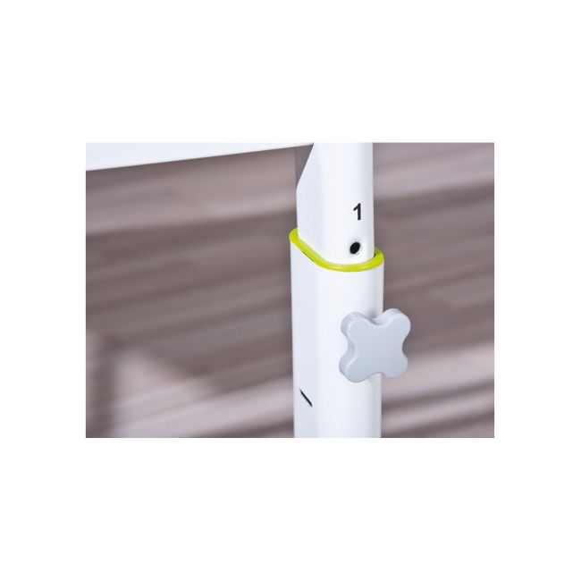 Set birou ergonomic hm collorido inaltime reglabila, unghi inclinare ajustabil, cu scaun hm darian bis roz, stofa, 80 kg si dulapior rulant hm simon 2, cu roti, front mdf, alb drm10326