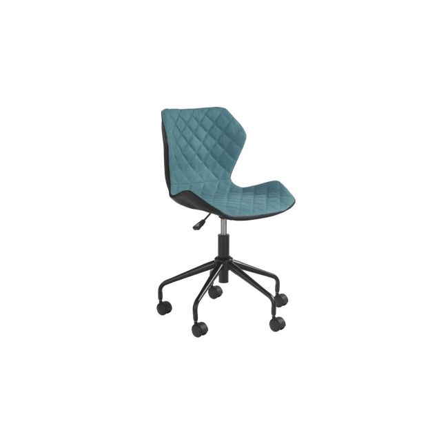 Set birou ergonomic hm julia inaltime reglabila, unghi inclinare ajustabil, cu scaun hm matrix negru/turcoaz, stofa, 100 kg si dulapior rulant hm nils, cu roti, lemn, natur drm10330