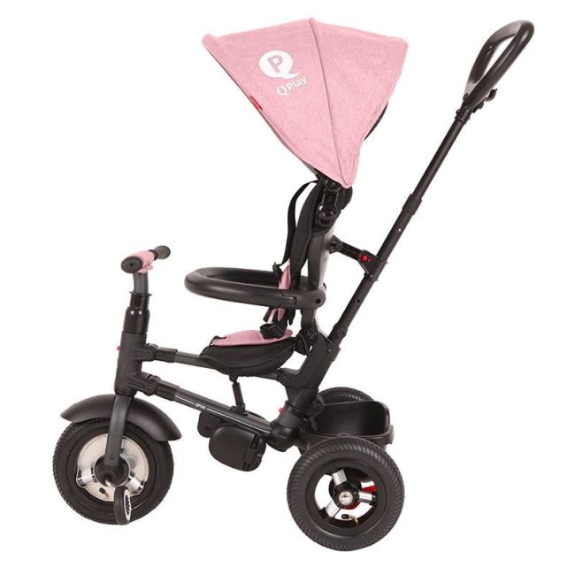 Tricicleta cu roti de cauciuc qplay rito rubber roz smb338038110