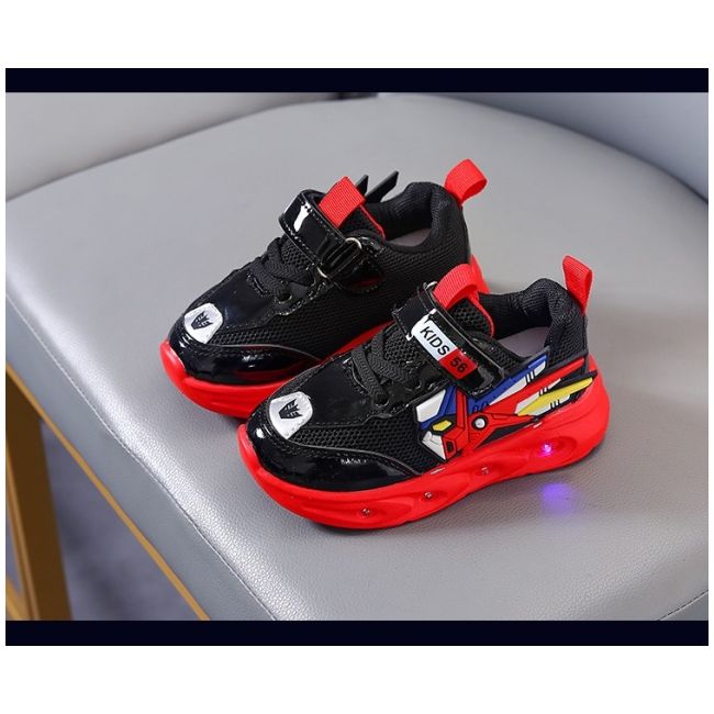 Adidasi negri cu rosu cu luminite - robot mdb-003-1-c