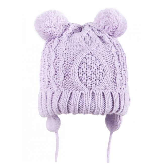 Căciulă de iarnă pentru fetite cu două pompoane, violet, legată czz-0418g