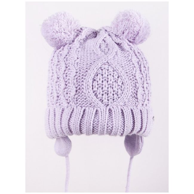 Căciulă de iarnă pentru fetite cu două pompoane, violet, legată czz-0418g