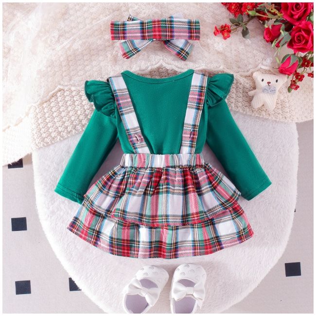 Sarafan cu body verde cu maneca lunga - baby reindeer md1072-r2