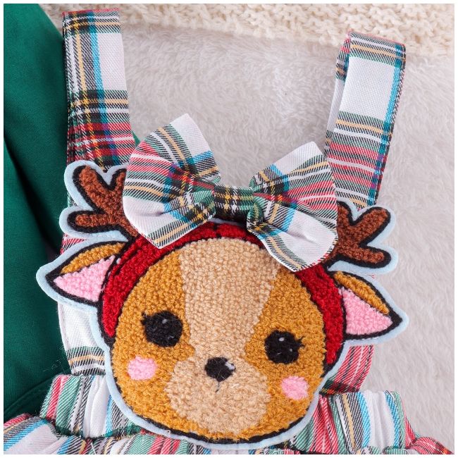 Sarafan cu body verde cu maneca lunga - baby reindeer md1072-r2