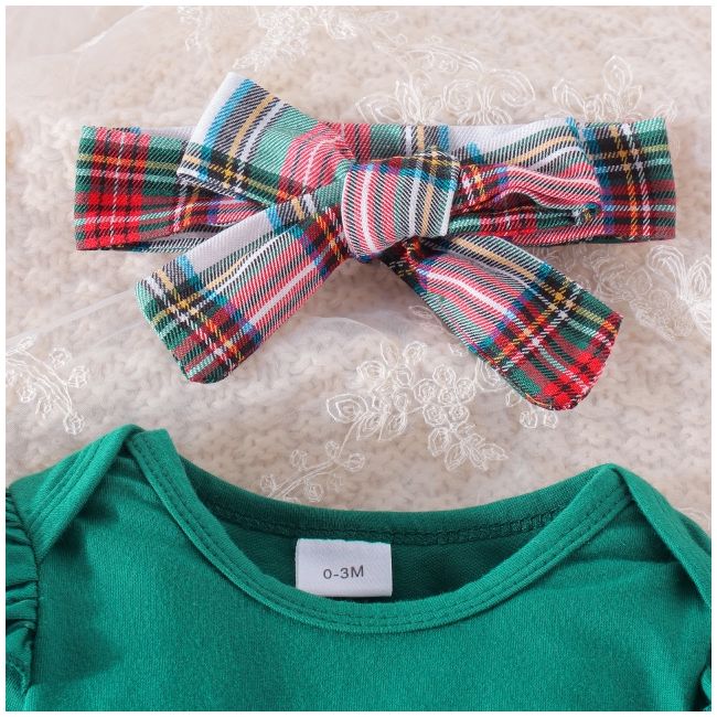 Sarafan cu body verde cu maneca lunga - baby reindeer md1072-r2