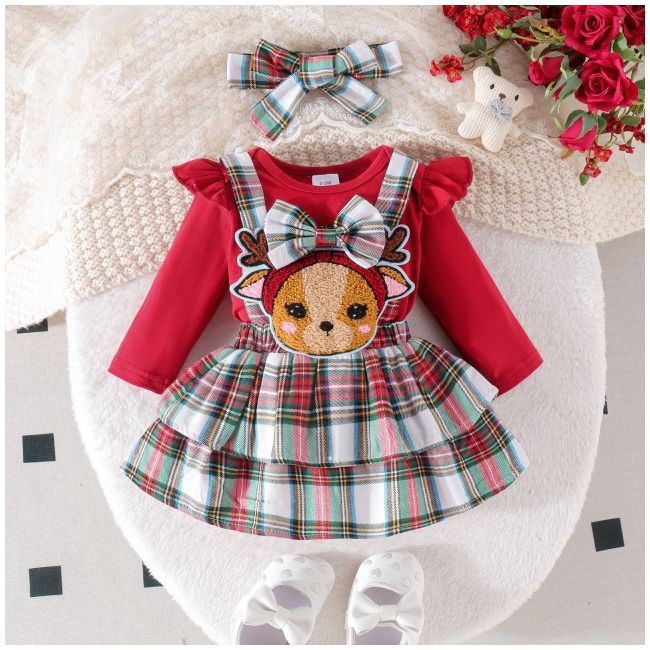 Sarafan cu body visiniu maneca lunga - baby reindeer mb1071-r2