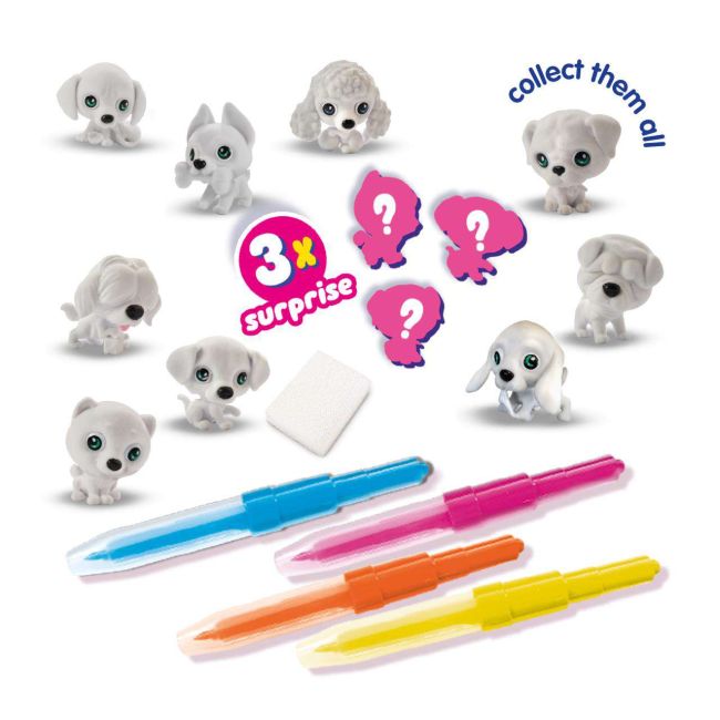 Set de carioci cu aerograf si 3 catei surpriza sa14333