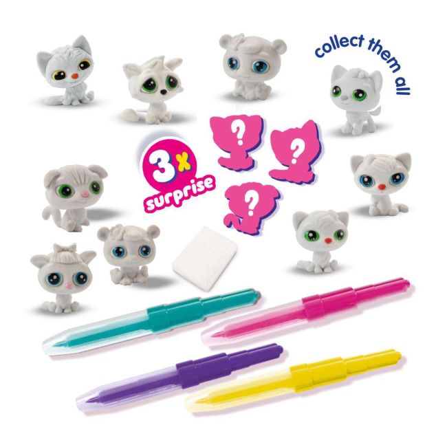 Set de carioci cu aerograf si 3 pisici surpriza sa14334