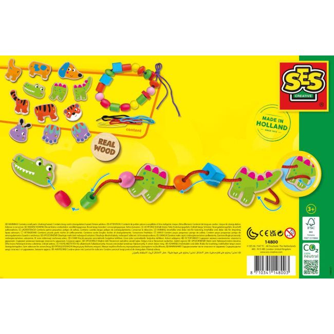 Set de insirat animale si margele din lemn  sa14800