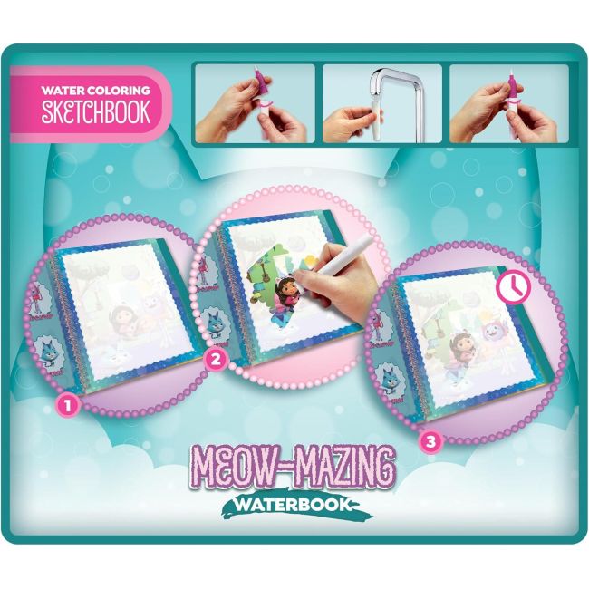 Waterbook: carte de colorat gabby's dollhouse & pisicute