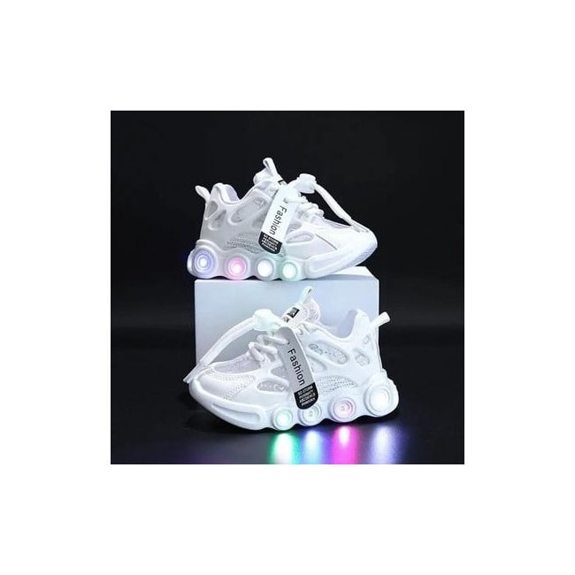 Adidasi albi cu luminite - lorena mbg-58-1-c