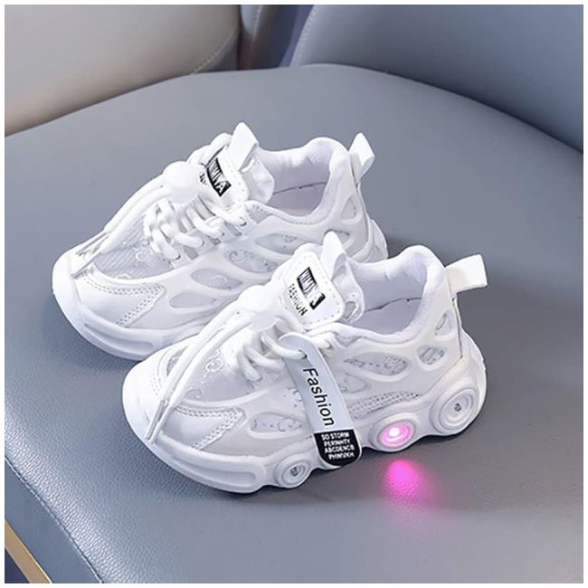 Adidasi albi cu luminite - lorena mbg-58-1-c