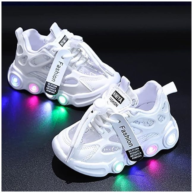 Adidasi albi cu luminite - lorena mbg-58-1-c