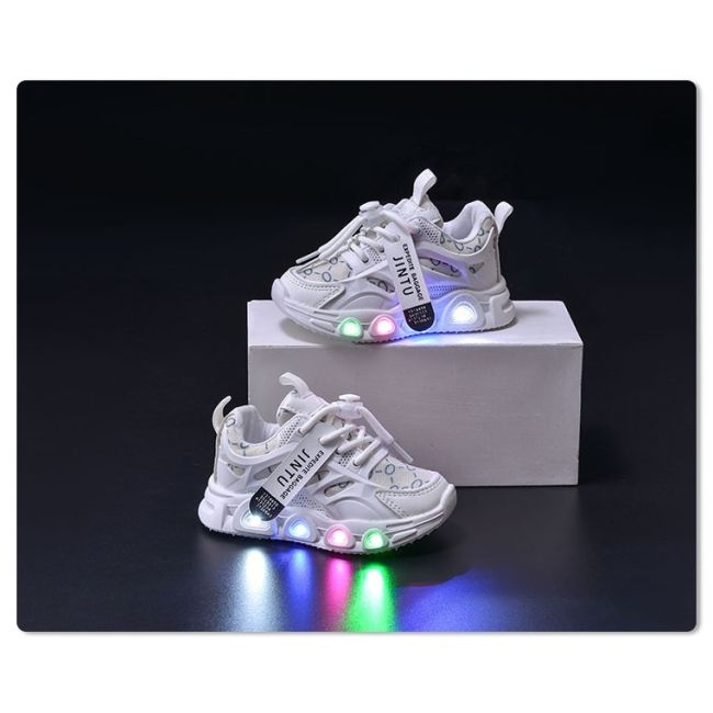 Adidasi albi cu luminite - seika mdgs3580-2-c