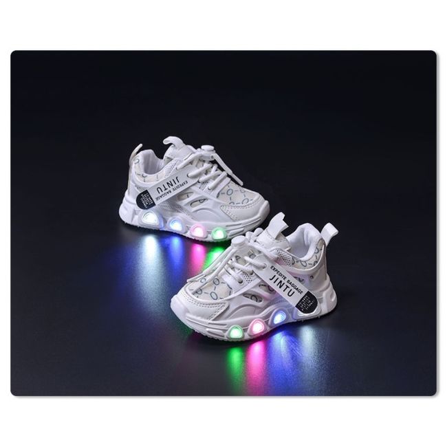 Adidasi albi cu luminite - seika mdgs3580-2-c