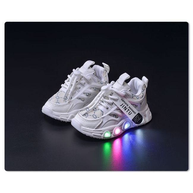 Adidasi albi cu luminite - seika mdgs3580-2-c