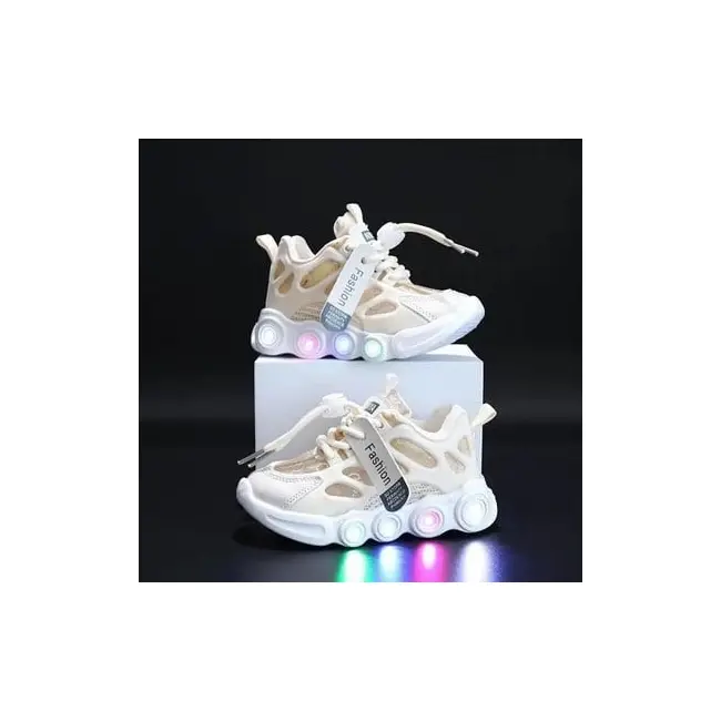 Adidasi crem cu luminite - lorena mdg-58-2-c
