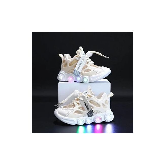 Adidasi crem cu luminite - lorena mdg-58-2-c