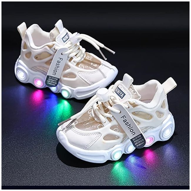 Adidasi crem cu luminite - lorena mdg-58-2-c