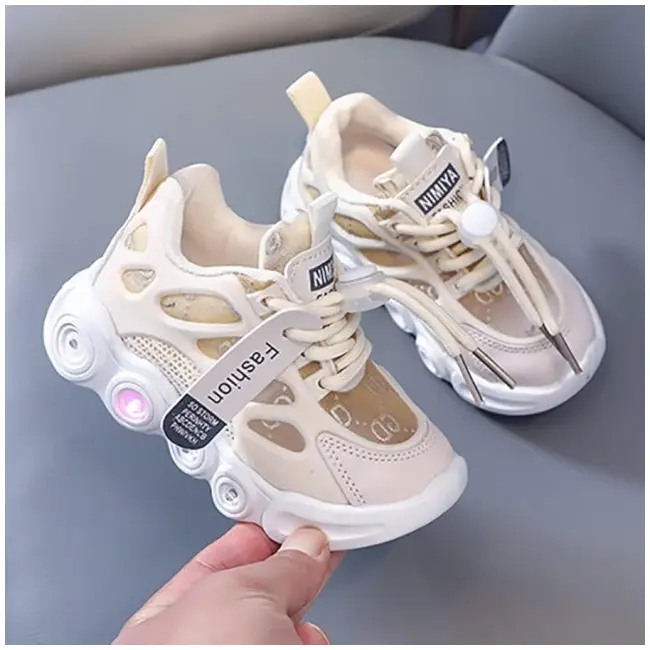 Adidasi crem cu luminite - lorena mdg-58-2-c