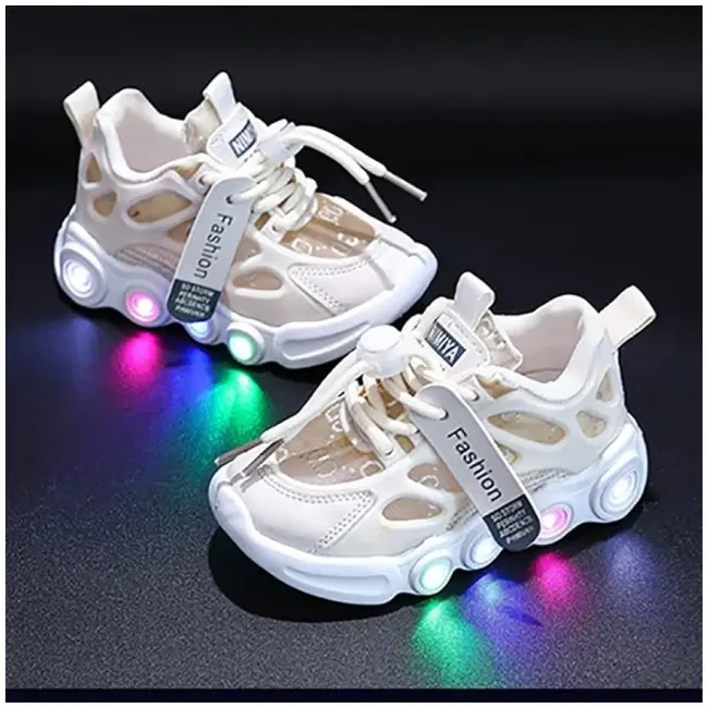 Adidasi crem cu luminite - lorena mdg-58-2-c
