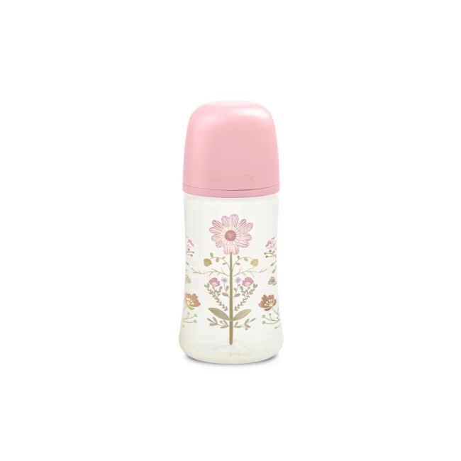 Biberon 270 ml tetină fiziologică SX Pro cu debit mediu Roz Gold Premium JEM8426420080170
