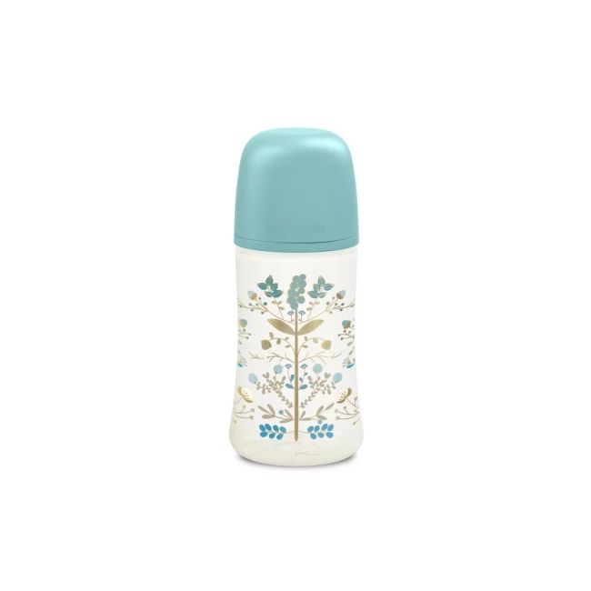 Set biberon 270ml + suzetă 0-6m + lănțișor Albastru Gold Premium JEM8426420080248