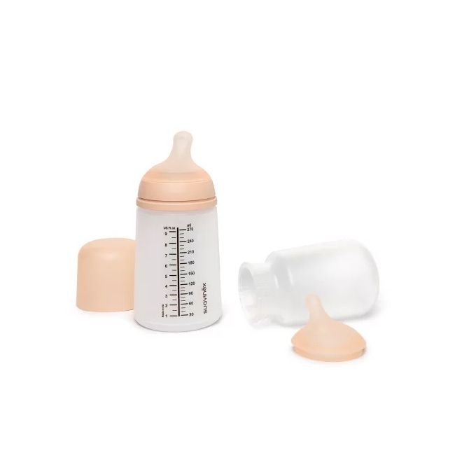 Set biberon anticolici 270 ml + tetină cu debit mediu + săculeț silicon Zero Zero Suavinex JEM8426420067416