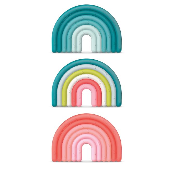 Inel de dentiție din silicon Curcubeu, albastru, Suavinex JEM8426420079501