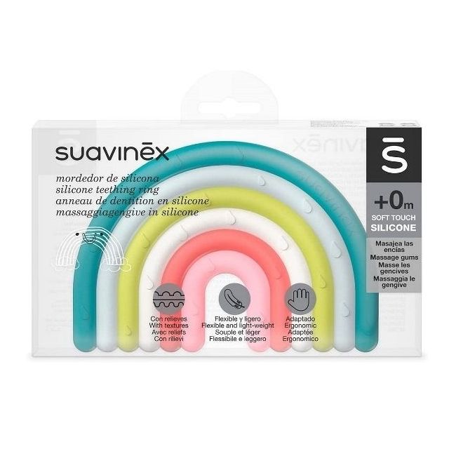 Inel de dentiție din silicon Curcubeu, multicolor, Suavinex JEM8426420079488